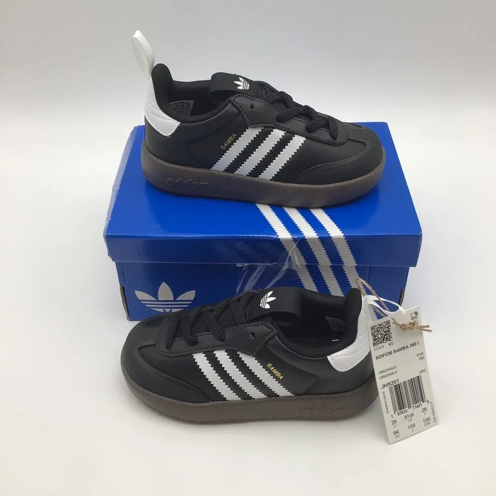Adidas Adifom Samba 360 Infant Kids Sneakers Black White Gum JH5201 Size 9K NEW